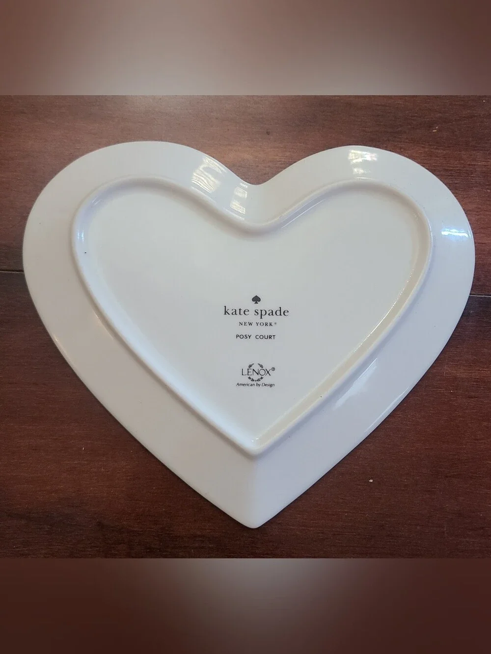 Kate Spade Lennox After my Own Heart Trinket NY Posy Court Dish Gold Trim Purple
